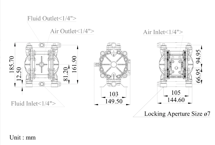 1/4 英吋 PP聚丙烯氣動隔膜泵浦2
