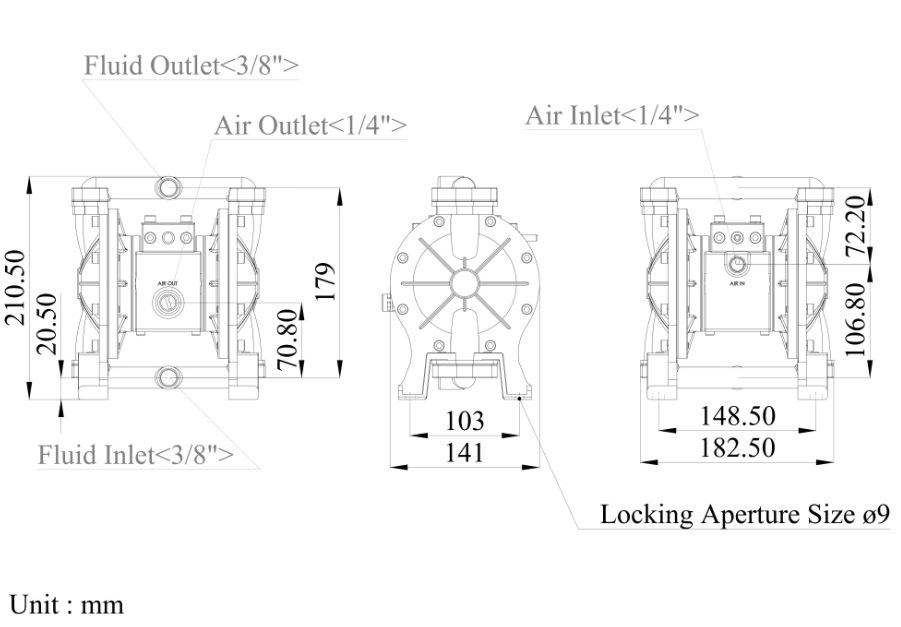 迪晟 1 英吋 全塑化 PP 氣動隔膜泵浦2
