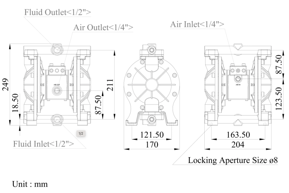 1/2 英吋 鋁合金氣動隔膜泵浦2